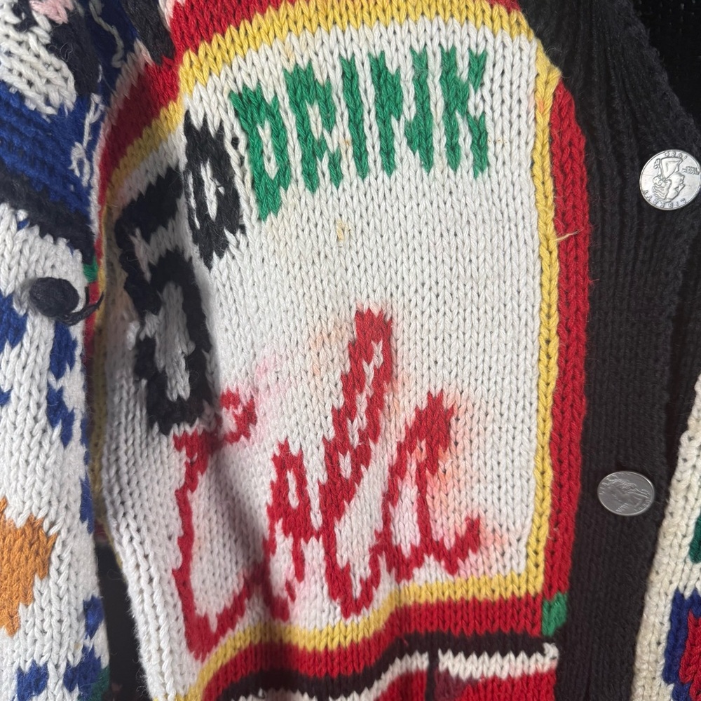 VTG 1990 The Eagle’s Eye General Store Groceries Cola Women’s Cardigan Size L - Picture 10 of 12